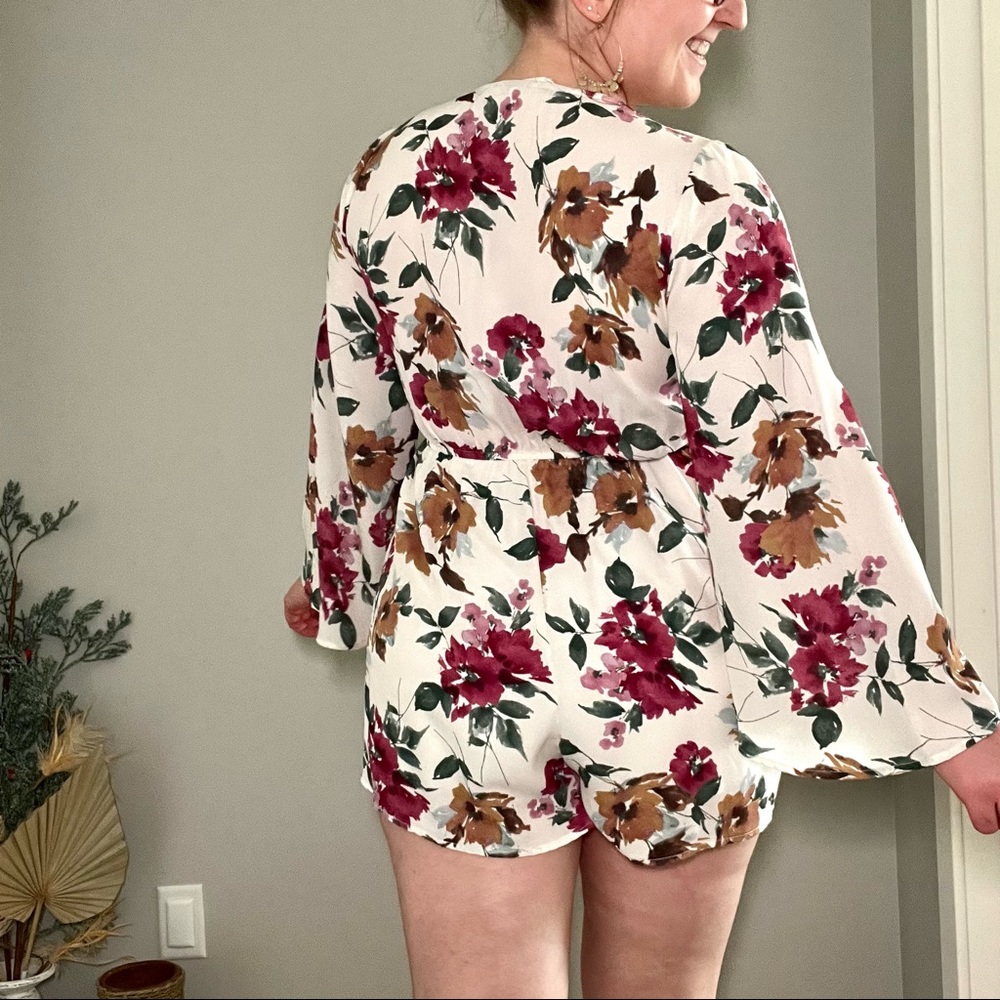 CLOSET SALE Audrey 3 + 1 deep v neck romper with elastic waistband tie - Picture 7 of 7